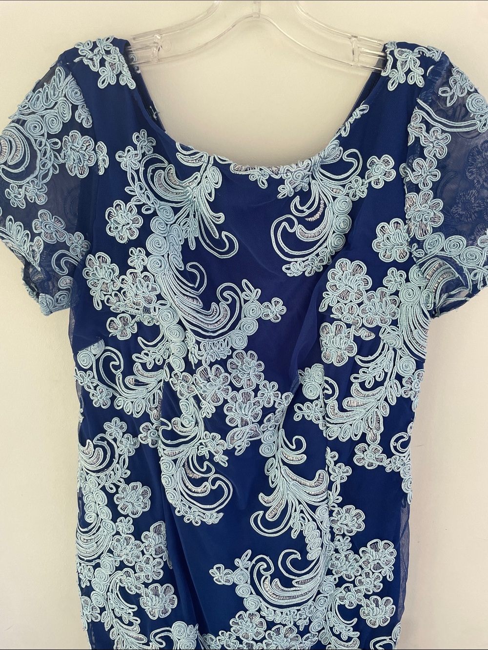JS Collections Soutache Sky Elegant Navy Blue & Light Blue Lace-Overlay Dress 14 - Picture 5 of 13